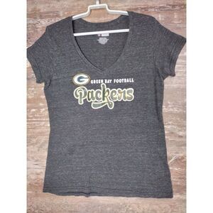 NFL Team Apparel Women's Size XL Green Bay Packers V Neck Gray Shirt